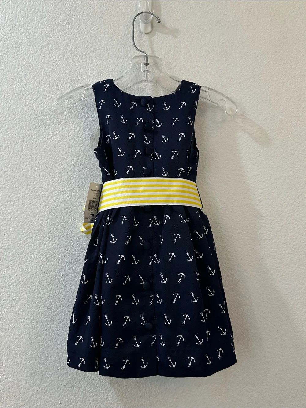 Ralph Lauren Baby Navy Anchor Print Twill Dress Size 12M